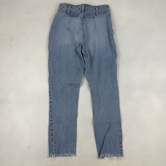 Abercrombie & Fitch 24 / 00 A&F Mom Jean Denim Blue High Rise Cut-Off Light Wash - Picture 11 of 11